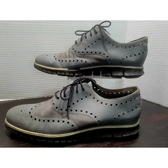 Cole Haan Stratton Zero Grand Shroud Gray Wingtip Size 10 Waterproof Oxford - Picture 1 of 11